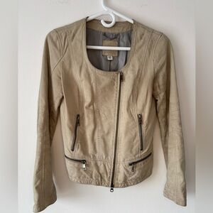 Women's Banana Republic Taupe Leather Zip-Front Jacket
